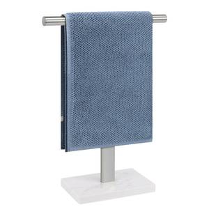 lot 45924 image: BathAce Hand Towel Holder, T-Shape Hand Towel Stand for Bathroom, Hand Towel Rack Bar Standing for Vanity Kitchen Countertop, 304 Stainless Steel (Marble Base, Brushed) - Retail $15