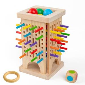 lot 45929 image: Montessori Wooden Board Game with 30 Colorful Sticks & Dice  Math Educational Toy for 3 Year Olds  Fine Motor Skills, Counting & Family Fun  Travel-Friendly Learning Gift for Kids - Retail $10