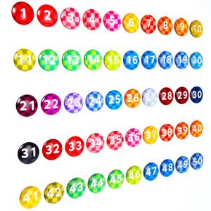 lot 45933 image: Tellegloww 1-50 Magnetic Numbers Large Glass Magnets Number for Whiteboard Dry Erase Boards Classroom Round Number Refrigerator Magnets for Whiteboard Home School Office(Dark Rainbow,1.41) - Retail $24