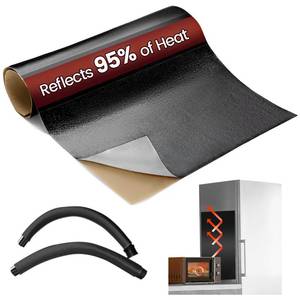 lot 45951 image: Heat Shield Automotive Aluminum Reflects 95% of Radiant Heat, 12 x 24 Stove Heat Shield to Protect Refrigerator, Heat Shield Wrap for Exhaust, Motorcycle, Wood Stove, Cabinet, Fireplace (Black) - Retail $13