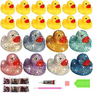 lot 45953 image: Landical 12 Pcs Rubber Ducks Diamond Art Ducks DIY Diamond Art Kit Funny Ducking Mini Assortment Car Ornaments for Gift Accessories Exchange Party Decoration(Classic Color,Cute) - Retail $20
