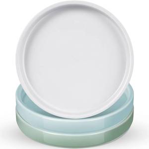 lot 45962 image: Zubebe 2 Pcs 7 Inch Ceramic Plant Saucer Round Planter Pot Drainage Tray Planter Water Drip Tray Flower Pot Saucers for Indoor Outdoor Holding Water Drips and Soil, White, Blue, Green - Retail $23