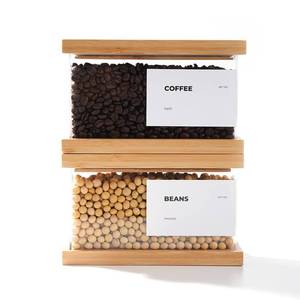 lot 45971 image: Bamboo Food Dispenser  Kitchen Organizers and Storage  Airtight Pantry Organizers and Storage Container  Cereal, Rice, Flour, Snack Storage (2, Small) - Retail $46