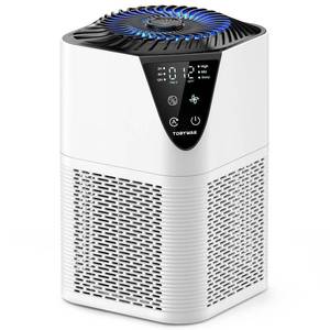 lot 45972 image: Air Purifiers for Home Large Room up to 1750 Sq Ft, H13 True HEPA Filter Air Purifiers for Bedroom SmokePet DanderPollen, 25dB Quiet for Home,Bedroom,Office (White) - Retail $70