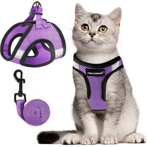 lot 58281 image: FAYOGOO Cat Harness and Leash Set  Upgrade Step-in Escape Proof Harness  Lightweight Soft Vest, No-Choke Design for Walking, Travel, Camping (Modern Violet) - Retail $59