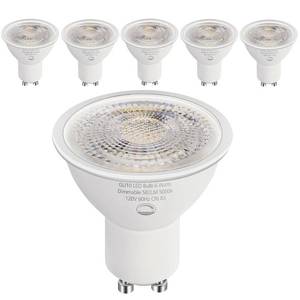 lot 58289 image: SETEN 6 Pack GU10 LED Bulbs, 6W (50W Halogen Equivalent) Dimmable 5000K Daylight, 580LM, for Track Lighting, Recessed Can Lights, Kitchen & Display Lighting - Retail $10