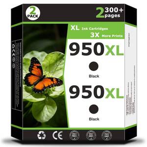 lot 58298 image: 950XL Ink Cartridges Compatible for HP950xl for HP 950 XL Printer Ink 950 xl 950 Black ink Work with OfficeJet Pro 8110 8600 8610 8615 8620 8625 8630 8640 8660 251dw 271dw 276dw Printers(2 Pack)