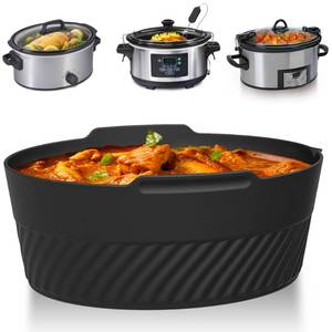 lot 58302 image: Silicone Slow Cooker Liners fit Crock Pot 6 QT,Maywe Tanso Crock Pot Liners For 6 Quart Oval or Round Slow Cookers,Reusable & Leakproof Silicone Slow Cooker Liner For Crockpot,Dishwasher Safe BPA Free - Retail $15