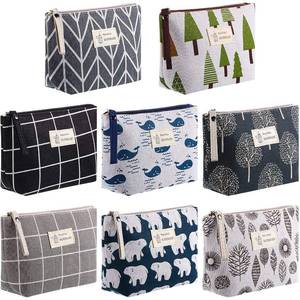 lot 58306 image: Boao 8 Pieces Canvas Cosmetic Bags Printed Small Makeup Bag Multi Function Travel Organizer Pouch Purse with Zipper for Women Fall Vacation Travel Toiletry storage Christmas Birthday Gift, 8 Styles - Retail $22