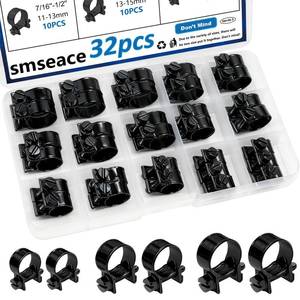 lot 58308 image: smseace 32Pcs Black Fuel Line Clamps Fuel Injection Hose Clamps 14inch 516inch 38inch Zinc Plated High Pressure Hose Clamps For DieselPetrol Pipe in Automotive,Marine,Truck - Retail $9