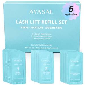 lot 58318 image: AYASAL Lash Lift Kit Refills Step 12 Refill Set, Korean Thio-Free Lash Perm - Professional Long Lasting Results up to 6-8 Weeks - Eyelash Curling Set at Home - Set for 5 Applications - Retail $18