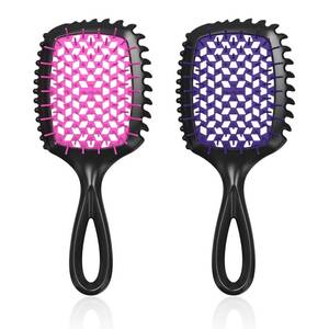 lot 58325 image: Detangler Brush 2 Pack Vented Hair Brush for WetDry Hair Easy, Pain-Free Detangler Brush Reduces Knots & Breakage For Curly, Straight, Thick or Fine Hair Women, Men & Kids (PinkPurple) - Retail $9