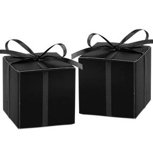 lot 58349 image: Adecortalk 100Pcs Black Gift Box 2x2x2 inches Gift Candy Box with Ribbons Black Party Favor Boxes for Wedding Baby Shower Birthday Party Sunday School Graduation Bridal Shower Halloween Valentine - Retail $13