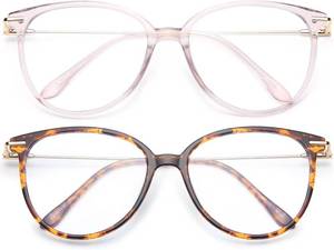 lot 58354 image: Gaoye Blue Light Blocking Glasses - Trending Round TR90 Frames, Metal Arms, UV400 Protection - Matching Soft Case - Retail $18