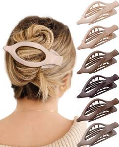 lot 58361 image: French Flat Hair Clips for Women - 6Pcs Flat Hair Claws for Thin Thick Hair Strong Hold No Slip Grip Hair Claw Clips for Women Girls (Polished(Neutral colors)) - Retail $10
