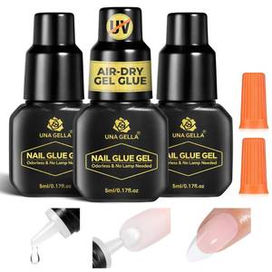 lot 58377 image: UNA GELLA Gel Nail Glue for Press Ons 10s Fast Dry No U V Lamp Needed Glue Gel, 3pcs5ml Upgrade Super Strong Nail Adhesive for Press on Nails, Nail Tips&Acrylic Nails-Maximum Strength, Long-lasting - Retail $6