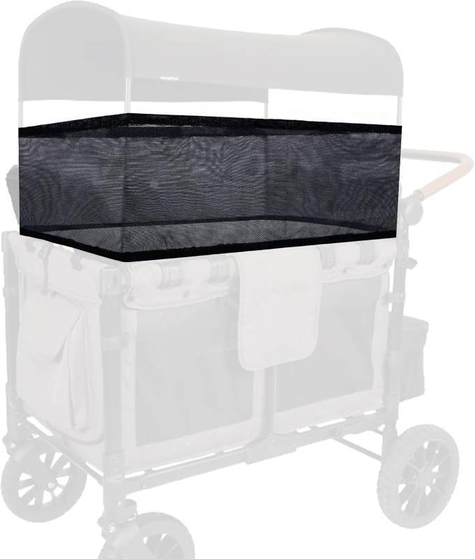 lot 64668 image: Stroller Wagon Sunshade Net for Wonderfold W4 W2 Breathable Mesh Bug Net Cover Foldable Sun Shade with Sun Shade Stretchable Edges Universal Mosquito Net Black