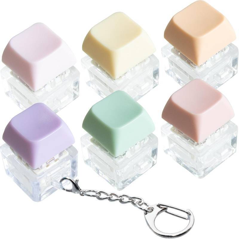 lot 64967 image: 6 Pcs Macaron Keyboard Fidget Toy, Keyboard Fidget Keychain Macaron Keyboard Decompression Button Finger Clicker Toys, Button Stress Relief Fidget Gifts to Relief Stress (6)