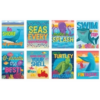 lot 65012 image: Eureka  Seas the Day Motivational Mini Poster Set, 8 Posters