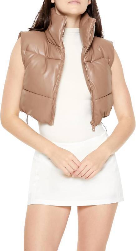 lot 65058 image: Forever 21 Womens Quilted Faux Leather Cropped Vest