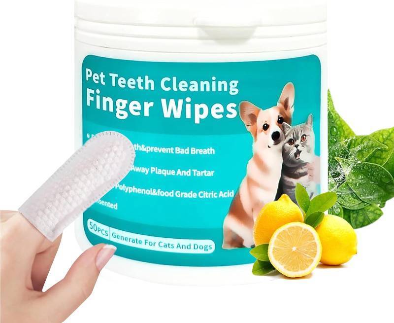 lot 65187 image: Dog Teeth Cleaning Wipes Pet Dental Finger Wipes for Cats & Dogs