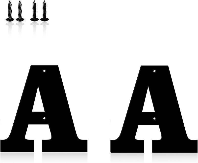 lot 56726 image: 4 Inch Metal Modern House Numbers, House Address Letters and Numbers for Outside Signs, Metal Letters Door Numbers Signage Street Address Plaque for Garden Door Mailbox Decor (2-Pack of A)