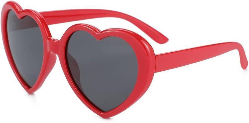 lot 56813 image: Kids Polarized Heart Sunglasses for Girls Age 2-9 Fashion Lovely Heart Shaped Frame Sun Glasses (RedGrey)