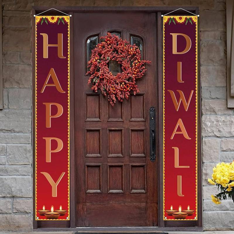 lot 56853 image: Jiudungs Diwali Decoration Outdoor Diwali Decoration Clearance Happy Diwali Banner Indian Deepavali Lights diyas Decor Festival of Lights Party Supplies