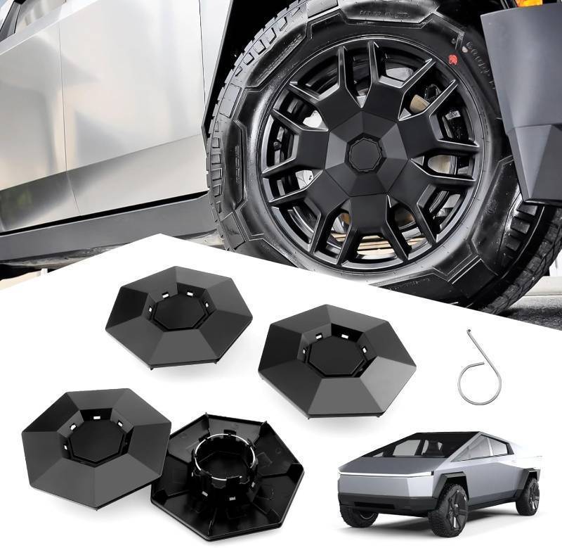 lot 64852 image: 4PCS Wheel Caps for Tesla Cybertruck 2024 2025, Removable ABS Wheel Center Caps Compatiable with Tesla Cybertruck Accessories 2024 2025