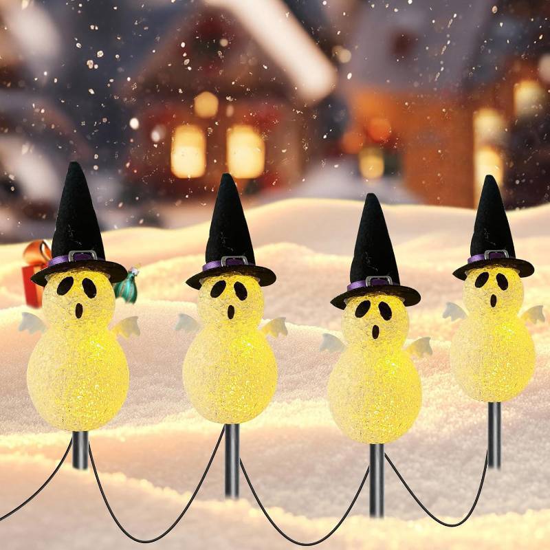 lot 64889 image: Halloween Light Stakes Ghost Lights Outdoor 7ft 4 Ghosts with 4 Stakes Light Up for Yard Driveway Garden Yard Lawn Halloween Decor