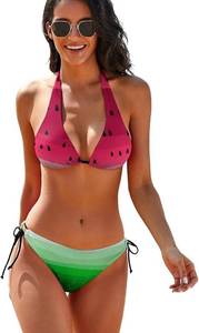 lot 3 image: Womens Sexy Halter Neck Triangle Bikini Set Tie Side High Leg Swimsuit XL