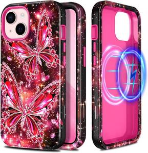 lot 63976 image: Casetego for iPhone 13 Case,iPhone 14 Case,Compatible with MagSafe,Military Grade Drop Test Full Body Protection Slim Shockproof Rugged Marble Women Girls Case for iPhone 1314 6.1 inch,Butterfly