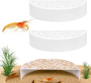 lot 63995 image: TIESOME 2 Pcs White Shrimp Cave, Aquarium Hideout Decor Half Moon Fish Tunnel Shrimp Shelter Fish Tank Accessories (White)