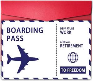 lot 63997 image: Funny Retirement Boarding Pass Card, Unique Farewell Gift Card for Coworker Leaving Job, Humorous New Journey Ticket Style Present for Office Friend or Boss