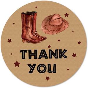 lot 64012 image: Cowboy Boots Thank You Stickers, 2 Inch Boy Western Birthday Baby Shower Party Favor Labels 40-Pack