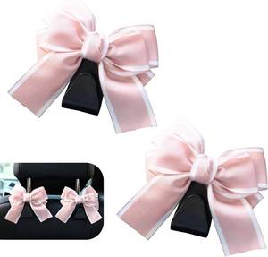 lot 64017 image: 2 PCS Bow Car Hooks, Cute Seat Headrest Hook, Car Hook for Purse and Bags, Universal for Most Cars Accessories (Pink)
