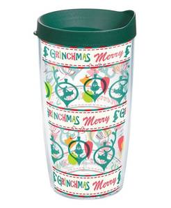 lot 64028 image: Tervis Tumbler Tervis Dr. Seuss Grinch Christmas Holiday Pattern Made in USA Double Walled Insulated Tumbler Travel Cup Keeps Drinks Cold & Hot, 16oz, Classic - Multi - 16.00 oz