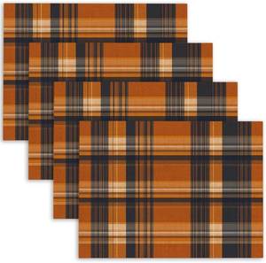 lot 64033 image: CAPSCEOLL Fall Placemat Set of 4 Orange and Blue Stripes, Kitchen Table Placemats 12x18 Inch for Indoor Outdoor Party