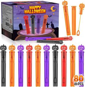 lot 64055 image: SpringFlower 80 PCS Halloween Party Favor For Kids, Halloween Mini Bubble Wands Halloween Gifts For Trick Or Treating, School Classroom Rewards, Goodie Bag Fillers