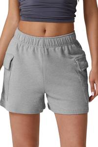 lot 65234 image: QINSEN Womens 100% Cotton Soft Casual Shorts Elastic Waist Summer Lounge Shorts with Pockets