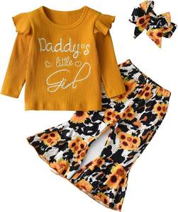 lot 65242 image: Baby Girls 3Pcs Outfit Set Letters T-Shirt Tops Pants with Headband