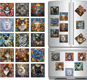 lot 65287 image: Puraikcmi 16 Pcs Cat Diamond Painting Magnets