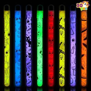 lot 65319 image: JOYIN 30 Pcs Halloween Glow Sticks Bulk Party Pack, Hanging Wands in 8 Design, 6 Color Light Up Stick for Kid Glow in The Dark Halloween Party Favor Supplies, Goodie Bag Filler, Trick or Treating Gift