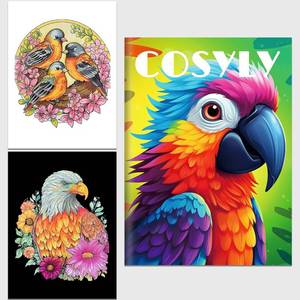 lot 65339 image: Set of 2 Coloring Book - Tree of Life & Birds Creative Coloring Book with Exquisite Patterns, Ideal Art for Birds Enthusiasts, Suitable for Adults and Teens, Thick Paper, Markers Recommended