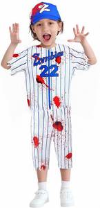 lot 65405 image: Scary Boys Home Run Horror Baseball Player Zombie Children Halloween Role Playing Costumes Scary for Kids Halloween Parties