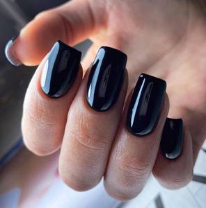 lot 65408 image: LuckForever Press-on Nails, 240pcs Square Acrylic Full Cover Black, Medium Length False Nails with Glue Adhesive Tabs, for Women & Girls