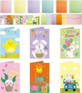 lot 65437 image: 24 Sets Greeting Card Making Kits for Kids - DIY Handmade Greeting Card Kits with Bunny Sticker&Matching Envelopes for Preschool Primary School Kids Classroom Mothers Day Make Your Own Crafts Gifts