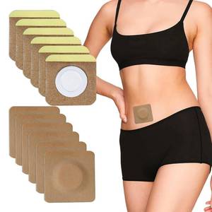 lot 65441 image: Castor Oil Pack Wrap for Belly Button, 12pcs Disposable 3.2 x 3.2 inch Self-Adhesive Organic Cotton Patch, No Wash, Anti-Seepage Castor Oil Wraps Pads (Oil Not Included)