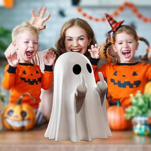 lot 65451 image: Halloween Ghost Figurine Spooky Resin Finger Ghost Statue Ornaments Cute Ghost Decor for Halloween Porch and Indoor Spooky Home Decorations