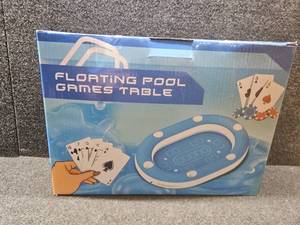 lot 1005 image: Large Floating Games Table for Pool with Waterproof Playing Cards Inflatable Card Table Tray Food Pool Float Drinks Holder Containers Floating Swimming Game for Adult Beach Summer Party Hot Tub